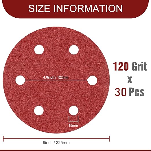 9 Inch Sanding Disc 120 Grit Hook and Loop Sandpaper - Image 2