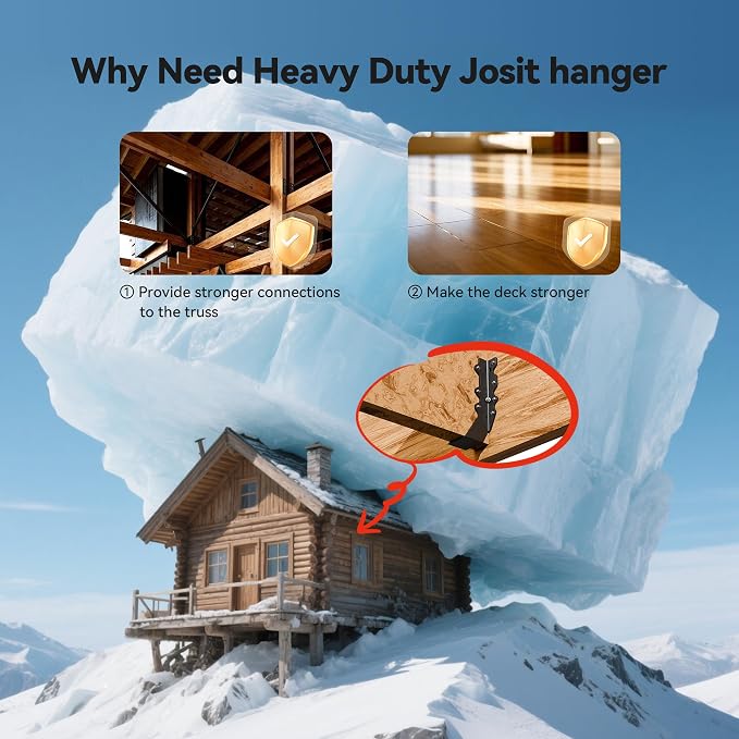 Black 2X8 Joist Hanger Heavy Duty 14 Gauge LU28 Black Face Mount Joist Hangers - Image 2