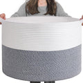 INDRESSME XXXLarge Woven Rope Blanket Basket Living Room Navy, 90L | 21.7" x by INDRESSME