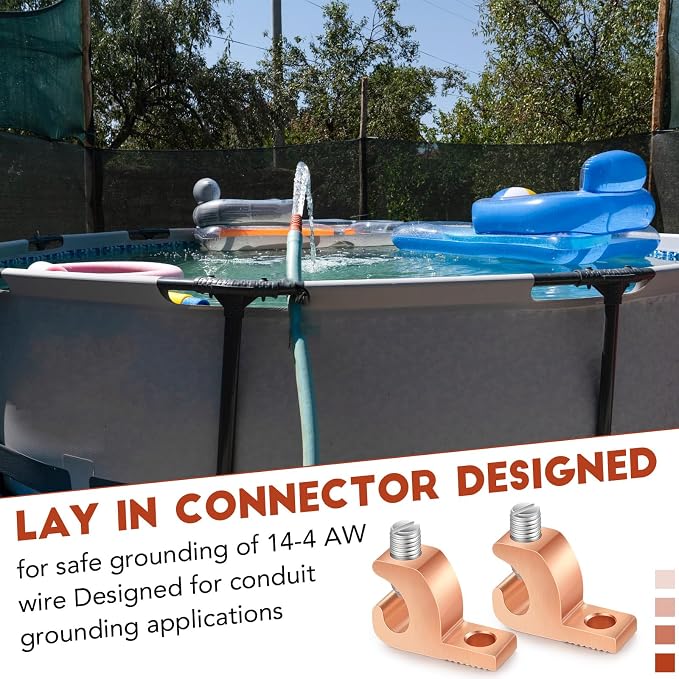 Landhoow 80 Pack Lay-in Lugs, Copper Pool Bonding Connectors, 4-14 AWG | - Image 3