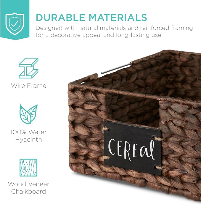 Best Choice Products Set of 4 9x12in Water Hyacinth Pantry Baskets, Woven - Image 5