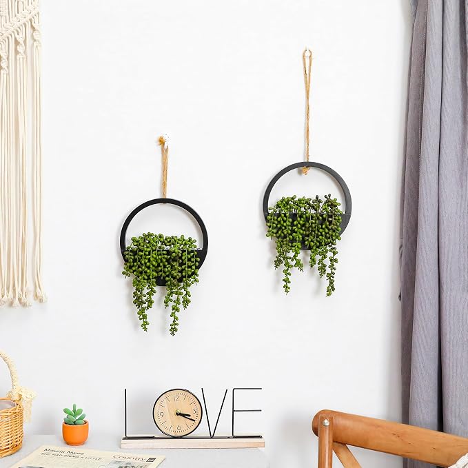 2pcs Artificial Succulents Hanging Plants 12.2'' Fake String of Pearls in Pot - Image 7