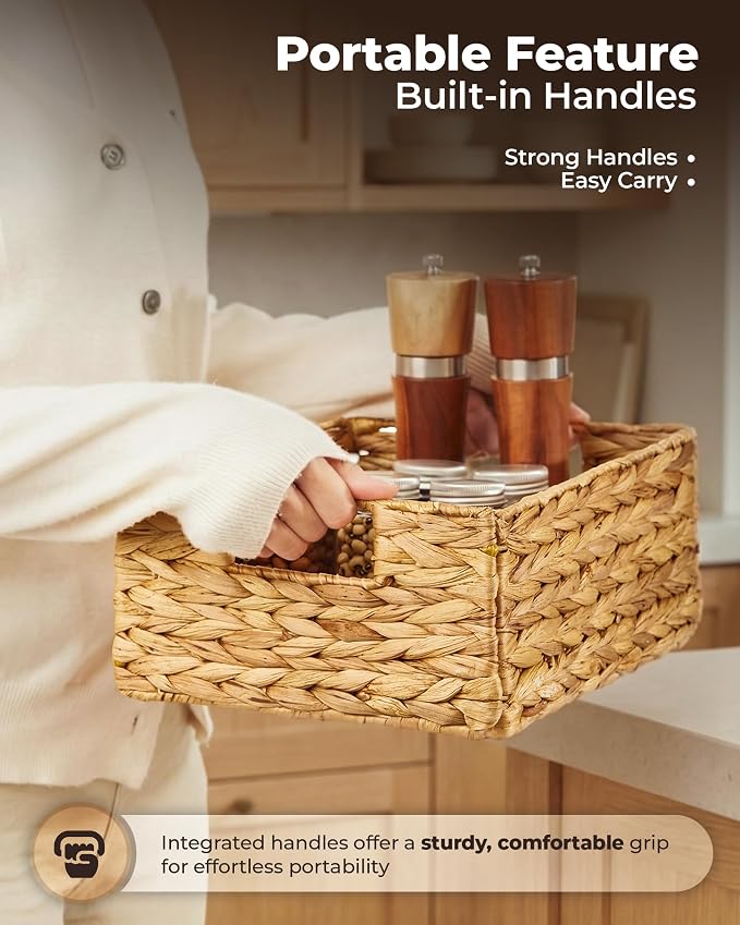 Bluewest Water Hyacinth Storage Baskets, Woven Bins - Image 7