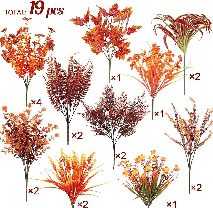 19 Bundles 10 Styles Artificial Fall Flowers Plants - Image 3