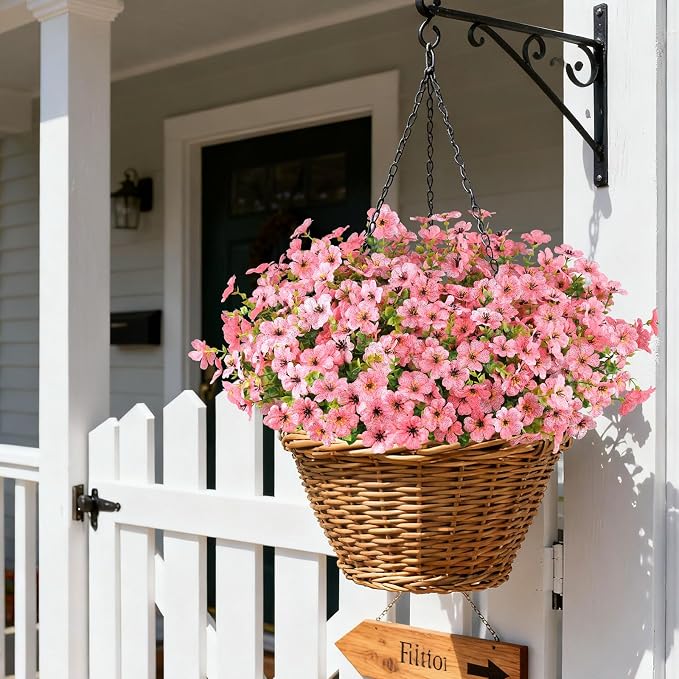 16PCS Artificial Pink Flowers for Outdoors, Fake Silk Pink Flowers | for - Image 4