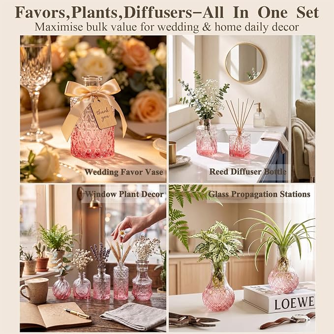 Clear Glass Bud Vase Set of 14 Pcs, Small Bud Vases in Bulk, Glass Crystal - Image 4
