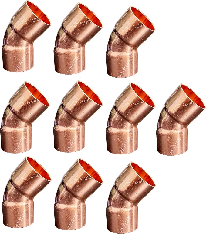 EZ-FLUID Plumbing 3/4" C X C Copper 45 Degree Elbow, LF Short Turn Pressure by EZ-FLUIDPlumbingProducts