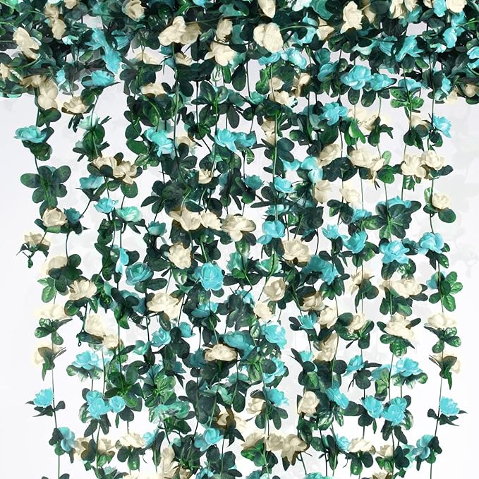 6Pcs x 8.2FT Artificial Flower Garland Floral Rose Vine Decor, Hanging Faux by PONKING