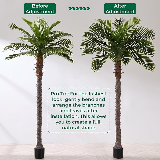 8.5FT Artificial Coconut Palm Set of 2, Potted Faux Palm Tree | Tropical Fake - Image 8