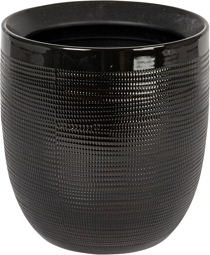 Creative Co-Op Embossed Textured Stoneware Planter, Matte Black by Unknown
