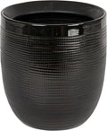 Creative Co-Op Embossed Textured Stoneware Planter, Matte Black by Unknown