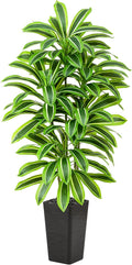 Artificial Dracaena Tree: 5FT Fake Plants Silk Faux Trees（Black Pot） | by TNGGNT
