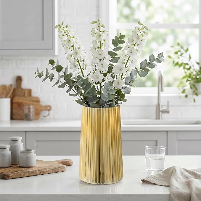 Gold Glass Vase for Flower, Flower Vase for Bouquet, Modern Glass Vases - Image 5