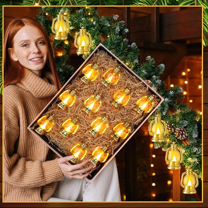 Ferraycle 12 Pcs Mini Lanterns 4 Inch Gold Lamp Table Decor | Western Cowboy - Image 7
