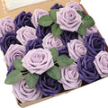 Artificial Flowers 25pcs Real Looking Lilac & Purple Foam Fake Roses by Floroom