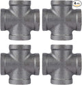 1/2" Cross Fitting, PIPE DECOR Black Malleable Iron Fittings Fit Standard 1/2 by PipeD%C3%A9cor