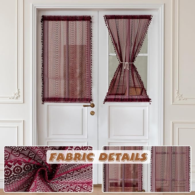 Sutuo Home Burgundy Sidelight Curtains - Image 4
