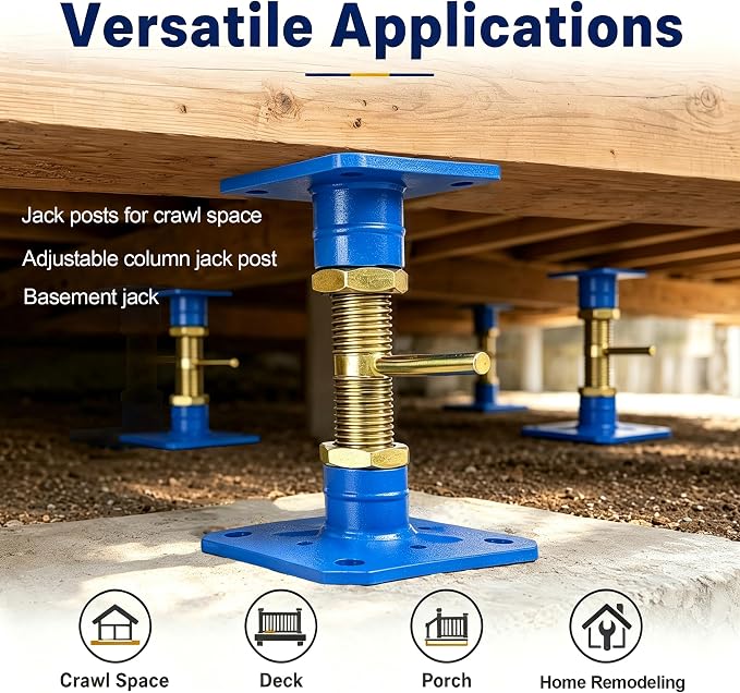 House Jacks for Leveling Permanent 6.5in Blue Carbon Steel House Floor Jack | - Image 6