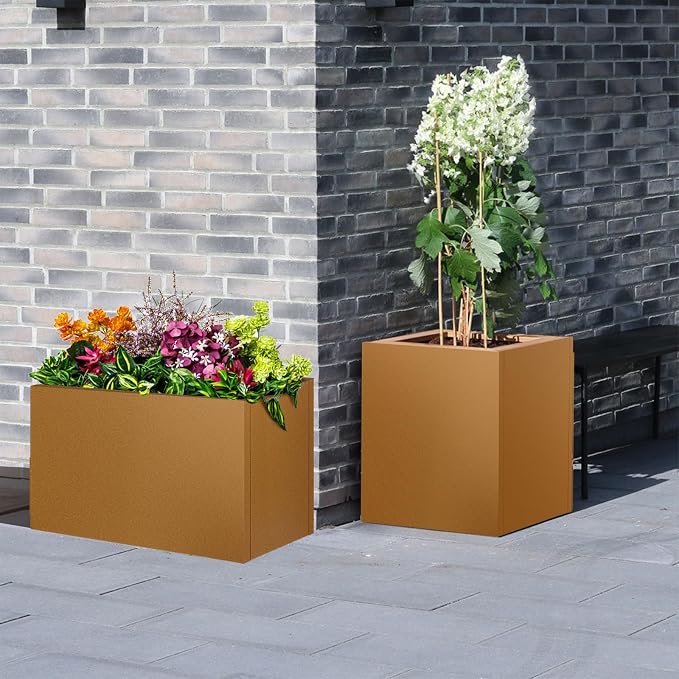 Corten Steel Planter Box 24"x24"x25", Large Metal Square Planter | Heavy Duty - Image 6
