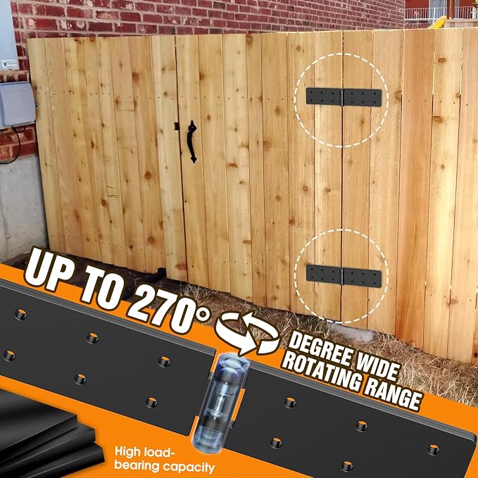 Heavy Duty Gate Hinges 270° Adjustable, screws included, heavy duty steel - Image 3
