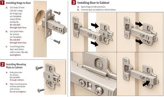 Berta 10-Pack Full Overlay Frameless Soft-Close European Hinges, 110° 3D - Image 5