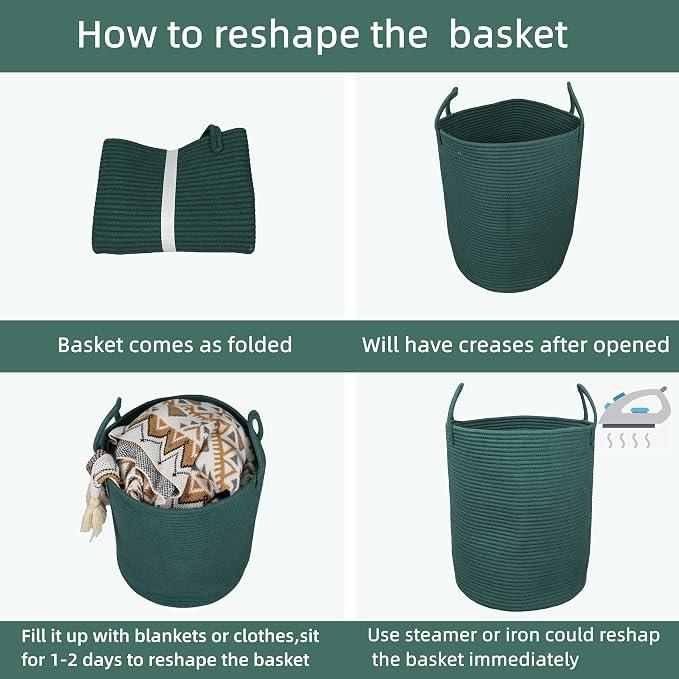 XUANGUO Cotton Rope Laundry Basket Hamper - Image 7
