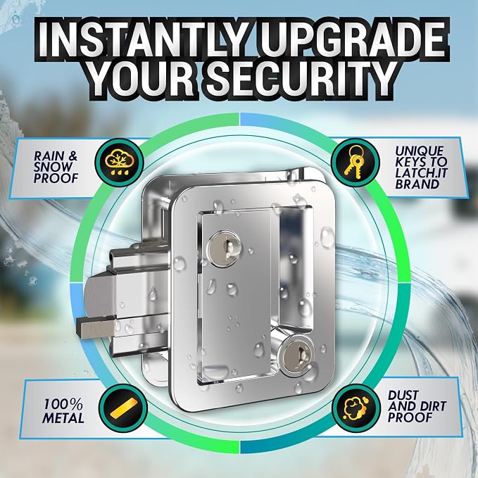 Chrome RV Door Latch | 2 Keyed Alike RV Door Locks - Image 4