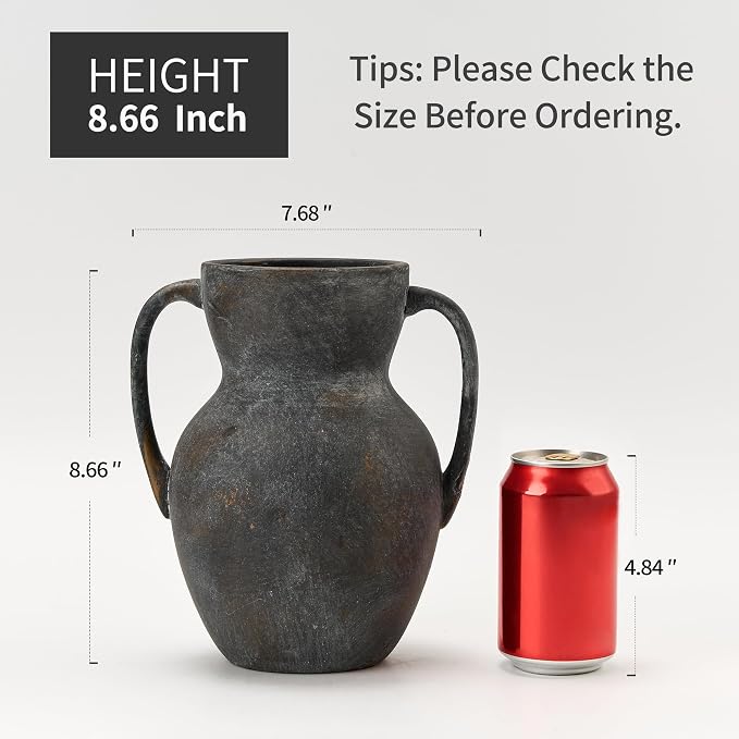 Emotionally Grounded Vase, Vaseking Large Ceramic Rustic Vasewith 2 Handles - Image 3