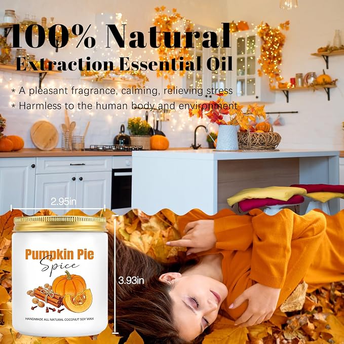 Fall Candles, Pumpkin Cinnamon Spice Candles, Fall Scented Candle Decorations - Image 10