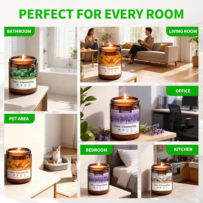 4-Pack Odor Eliminating Candles, 28 oz Soy Scented Candle | Eliminates 95% of - Image 8