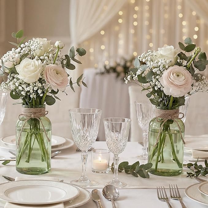 3 Pack Mason Jar Vases for Centerpieces, Wide Mouth Mason Jars - Image 5