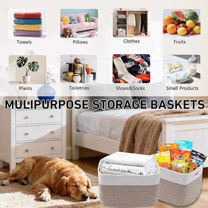 3 Pack Woven Baskets, Storage Baskets - Image 6