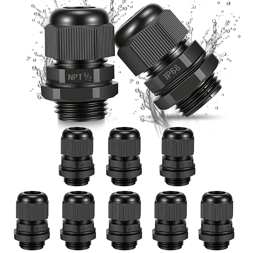 10PCS 1/2 inch NPT Cable Gland Waterproof IP68, Fits 6-12mm Cable | Industrial by Unknown