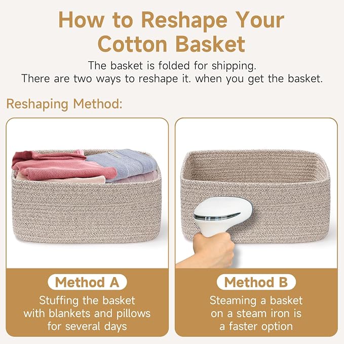 3 Pack Storage Baskets for Organizing, 13.7×9.5×6.3", Sky Blue | Woven Baskets - Image 7
