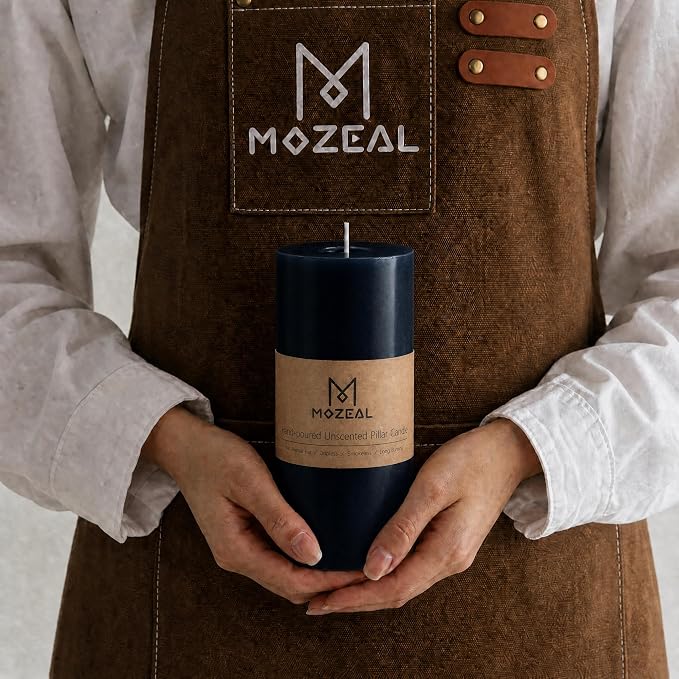MOZEAL 3" x 4" Hand-Poured Unscented Candle, Dripless Pillar Candle Set of 3 - Image 2