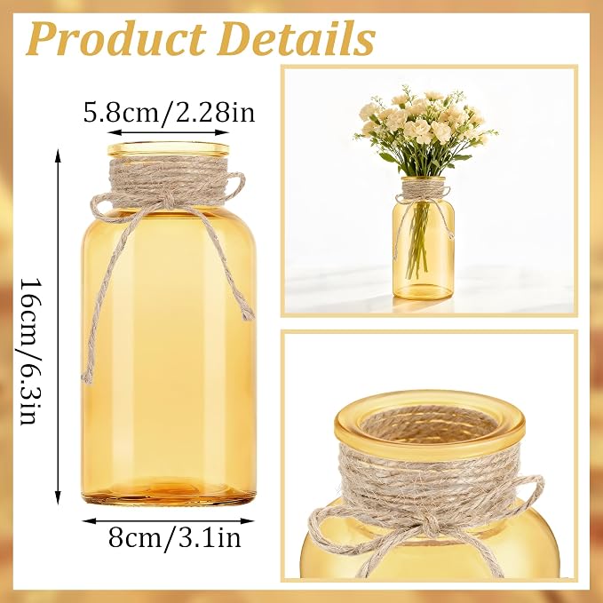 12 Pack Mason Jar Vases for Centerpieces, Wide Mouth Mason Jars - Image 2