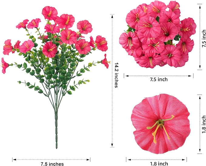 Artificial Flowers for Outdoors Fake Plants Outside Decoration, 12 Bundles Silk - Image 6