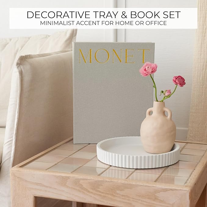Decorative Concrete Tray & Book Decor Set - Image 3