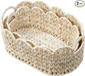 Coeusy Wicker Scalloped Basket Set of 2, Woven Storage Baskets by WEAVECOMFORTINTOEVERYCORNER