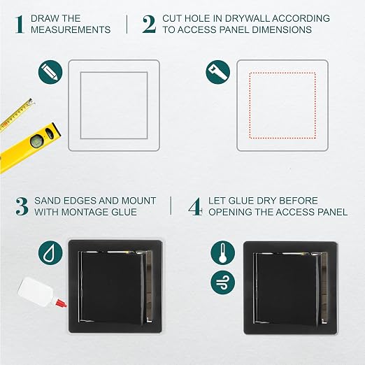 6" x 6" Black ABS Plastic Plumbing Access Panel - Image 3