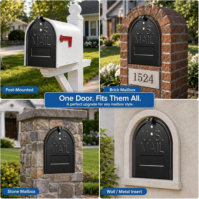 Mailbox Door Replacement Panel 8" W x 10" H, No-Drill Repair Kit - Image 6