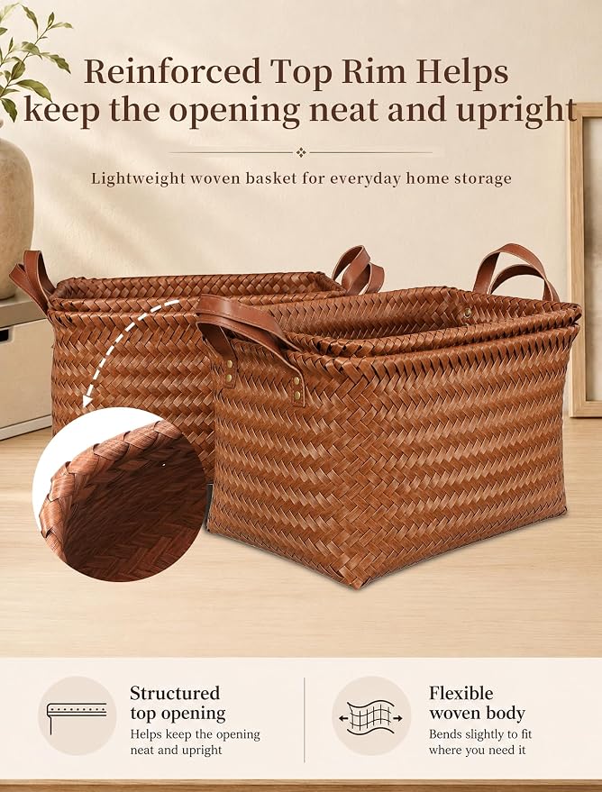 Wicker Storage Baskets, 4 Pack Woven Baskets - Image 5