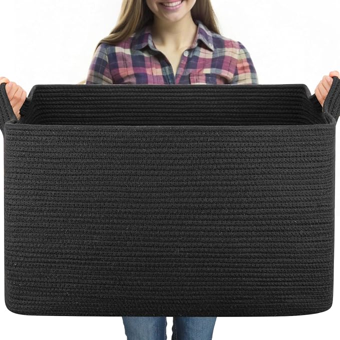 OIASKET 95L Extra Large Blanket Basket, Rectangle Nursery Blanket Storage by OIASKET