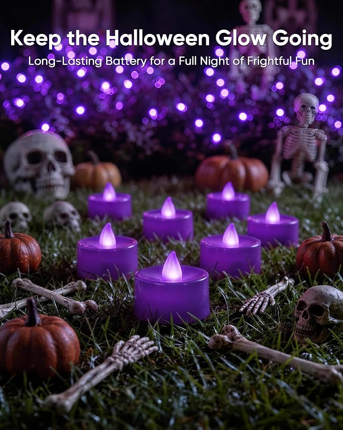 Homemory 12-Pack Purple Flameless Battery Tealight Candles, 200+ Hours | - Image 6