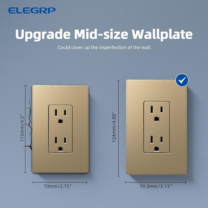 ELEGRP 1-Gang Screwless Decorative Wall Plates, Mid-Size Unbreakable - Image 5