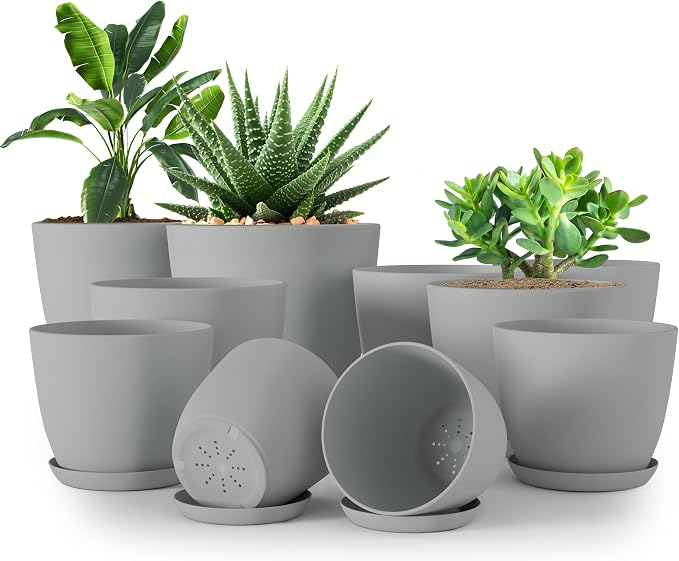 Plant Pots Indoor with Drainage, 10 Pack Multi-Size Planters Set by UTOPIAHOME