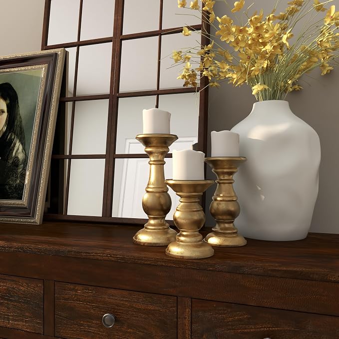 Deco 79 Mango Wood Decorative Candle Holder Turned Style Pillar Candle Stand - Image 7