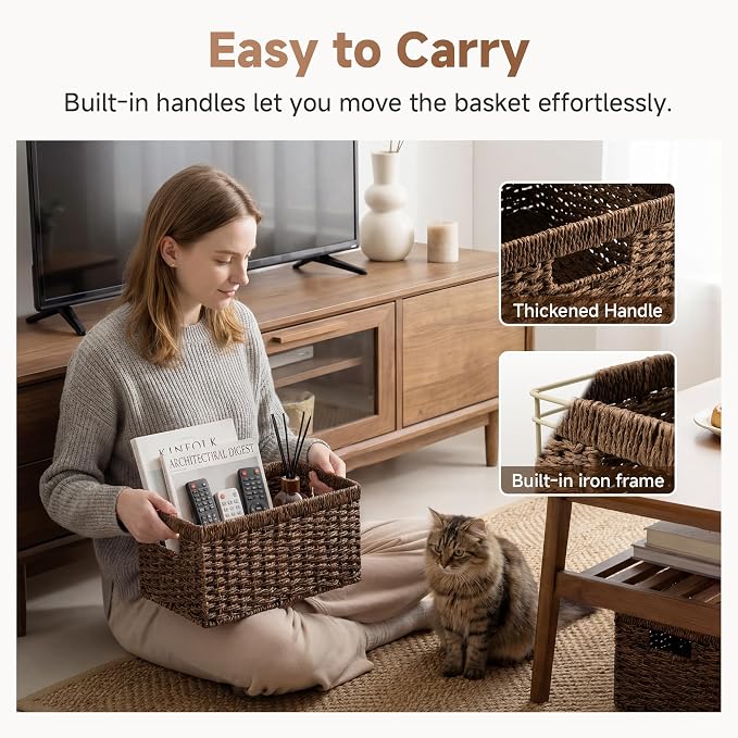 StorageWorks Rectangular Wicker Storage Baskets - Image 4
