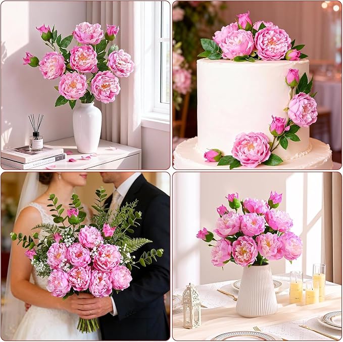 5PCS 22in Peonies Artificial Flowers, Real Touch Latex Fake Peonies | Lifelike - Image 8