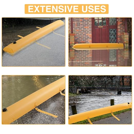 4 Pack 6 ft Flood Barrier for Home, Reusable Outdoor Water Barriers, Water - Image 8